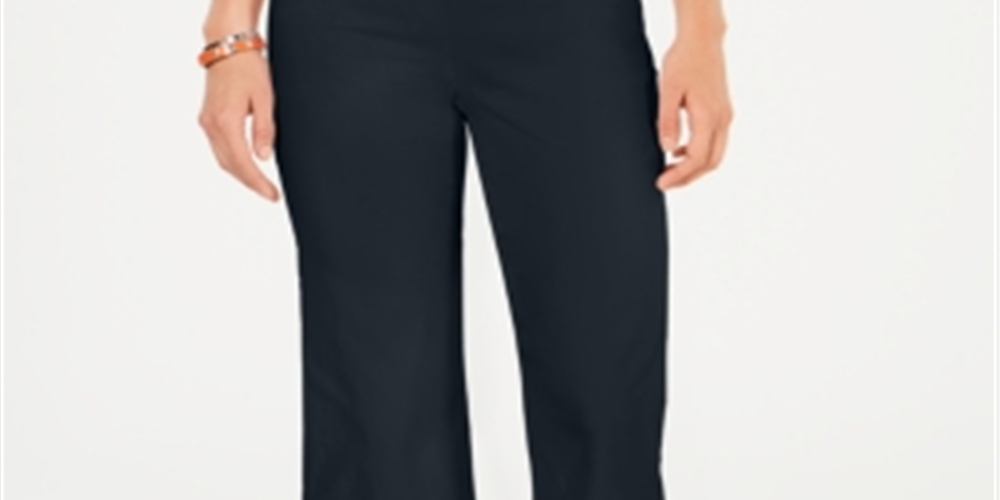 Charter Club Women's Crochet Hem Wide Leg Pants Navy- Size 12