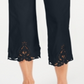 Charter Club Women's Crochet Hem Wide Leg Pants Navy- Size 12