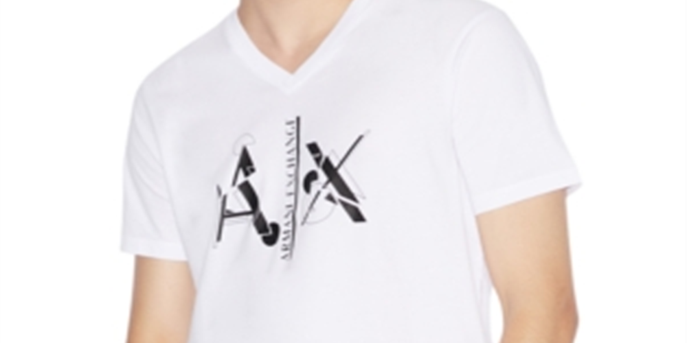 AX Armani Exchange Men's V Neck Logo T-Shirt White Size S