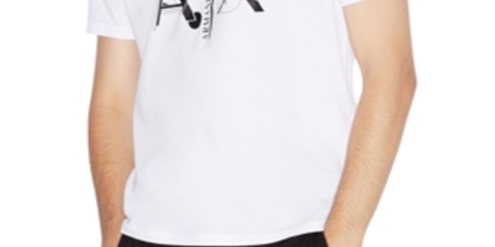 AX Armani Exchange Men's V Neck Logo T-Shirt White Size S