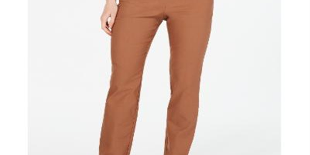 Charter Club Women's Cambridge Skinny Pull on Tummy Control Pants Brown Size 10 S