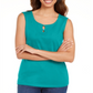 Karen Scott Women's Button Trim Keyhole Tank Blue Size L