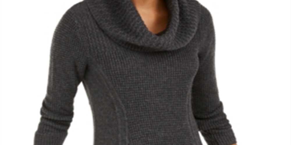 Style & Co Women's Cowlneck Tunic Sweater Gray Size Petite