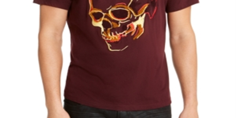 INC International Concepts Men's Cotton Embroidered Graphic T-Shirt Wine Size S