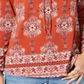 Style & Co Women's Medallion Lace up Top Orange Size Petite L