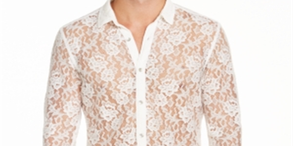INC International Concepts Men's Ricardo Lace Shirt White Size L