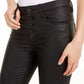 STS BLUE Women Black Stretch Zippered Pocketed High-rise Button-fly Coated Evening Skinny Jeans Black Size 26