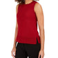 Anne Klein Women's Slitted Sleeveless Crew Neck Top Red Size Medium
