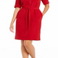 Anne Klein Women's Split Neck Belted Shirtdress Red Size XXL