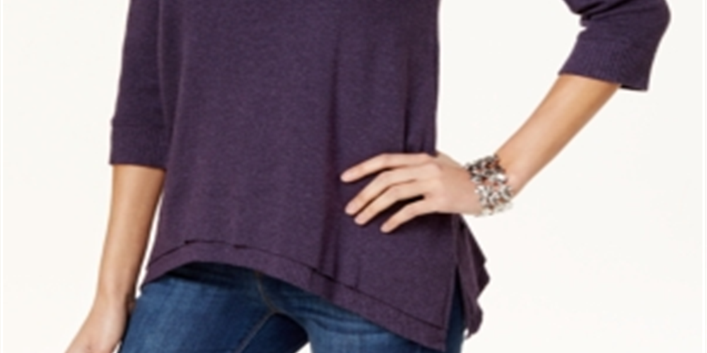 Style & Co Women's Handkerchief Hem Tunic Purple Size Petite S