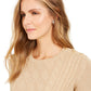 Charter Club Women's Metallic Crewneck Cable Knit Sweater White Size XS