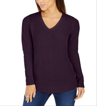 Charter Club Women's V Neck Sweater Purple Size Large