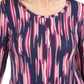 JM Collection Women's Printed 3/4 Sleeve T-Shirt Blue Size XS