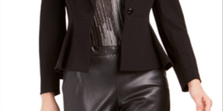 Bar III Women's Crepe Peplum Blazer Black Size 0