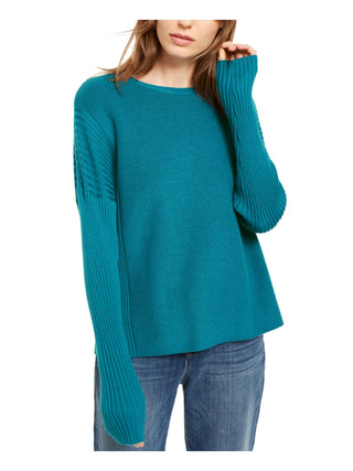 Eileen Fisher Women's Textured Long Sleeve Jewel Neck Sweater Green Size X-Large