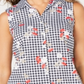Charter Club Women's Sleeveless Floral Gingham Blouse White Size 6
