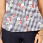 Charter Club Women's Sleeveless Floral Gingham Blouse White Size 6
