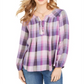 Style & Co Women's Plaid Split Neck Top Purple Size XL