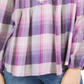 Style & Co Women's Plaid Split Neck Top Purple Size XL
