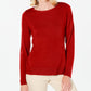 Karen Scott Women's Button Shoulder Sweater Red Size Petite L