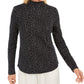 Charter Club Women's Polka Dot Long Sleeve Turtle Neck T-Shirt Top Black Size Large