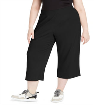 Ideology Women's Plus Ribbed Culottes Black Size 3X