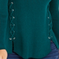 Style & Co Women's Mock Neck Lace up Sweater Green Size Petite XL