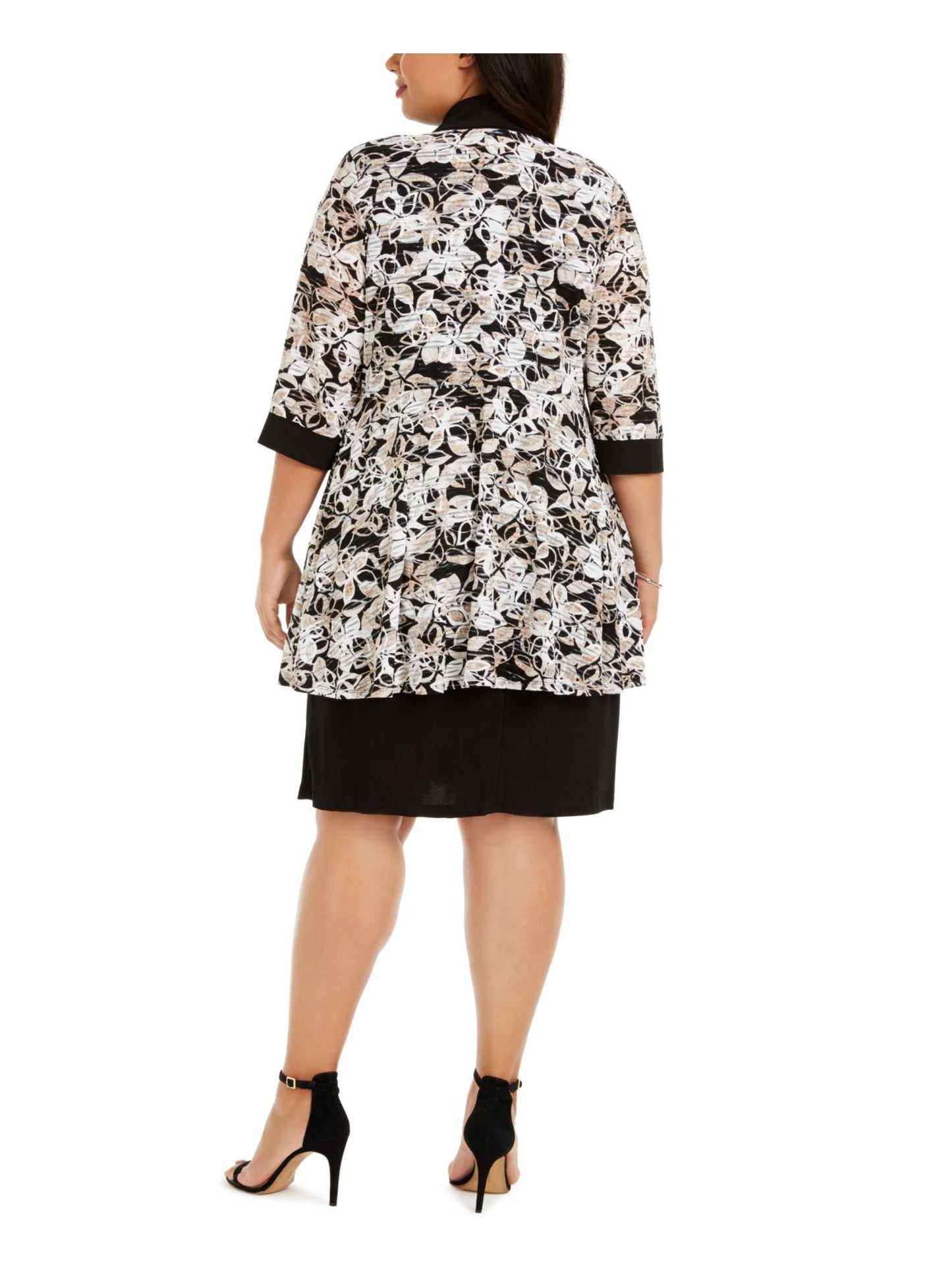 R & M Richards Women's 3/4 Sleeve Top Black Size 20W