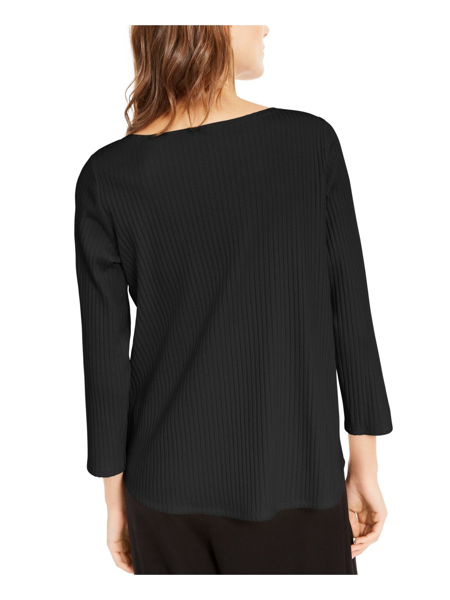 Eileen Fisher Women's Long Sleeve Jewel Neck Top Black Size X-Small