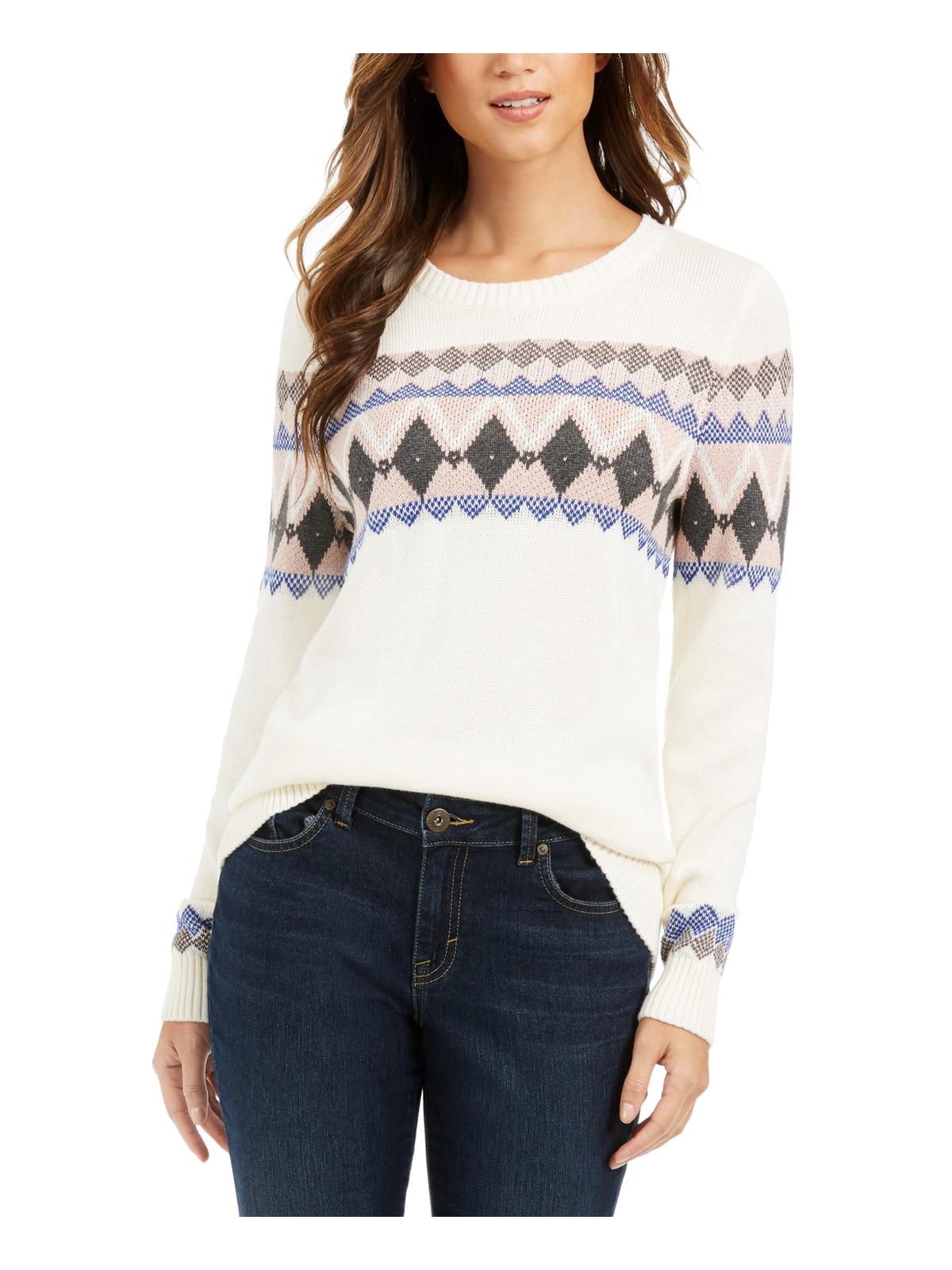 Charter Club Women's Fair Isle Sweater -White Size XS