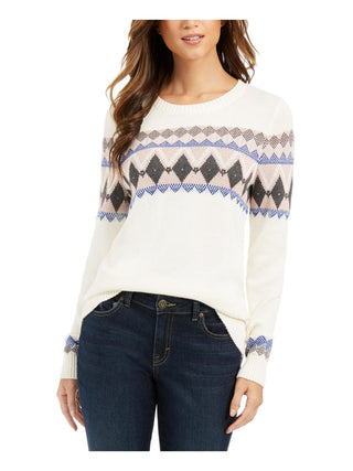 Charter Club Women's Fair Isle Sweater -White Size XS