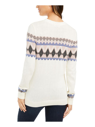 Charter Club Women's Fair Isle Sweater -White Size XS