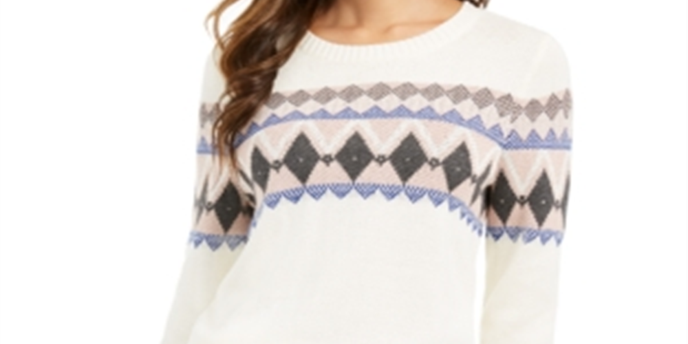 Charter Club Women's Fair Isle Sweater -White Size XS