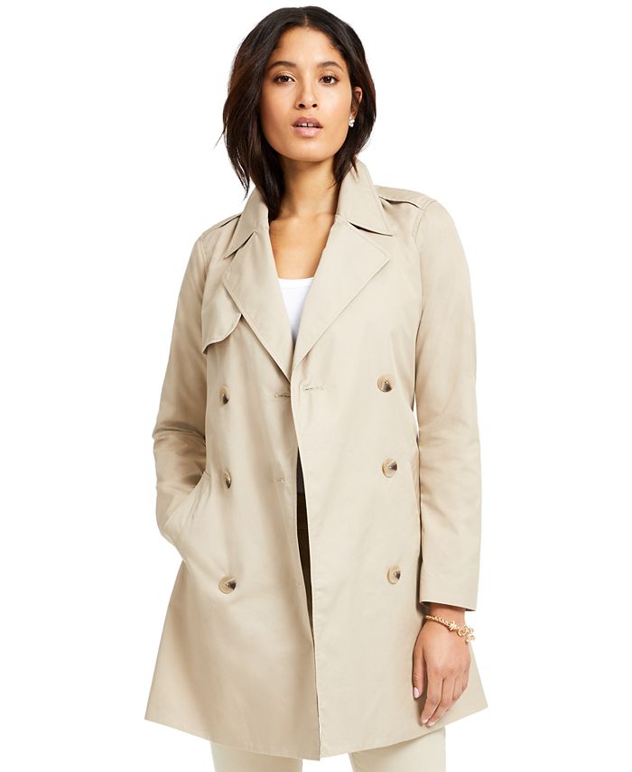 Charter Club Women's Classic Solid Trench Coat Brown Size Small