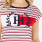 Tommy Hilfiger Women's Cotton Logo Striped T-Shirt White Size M