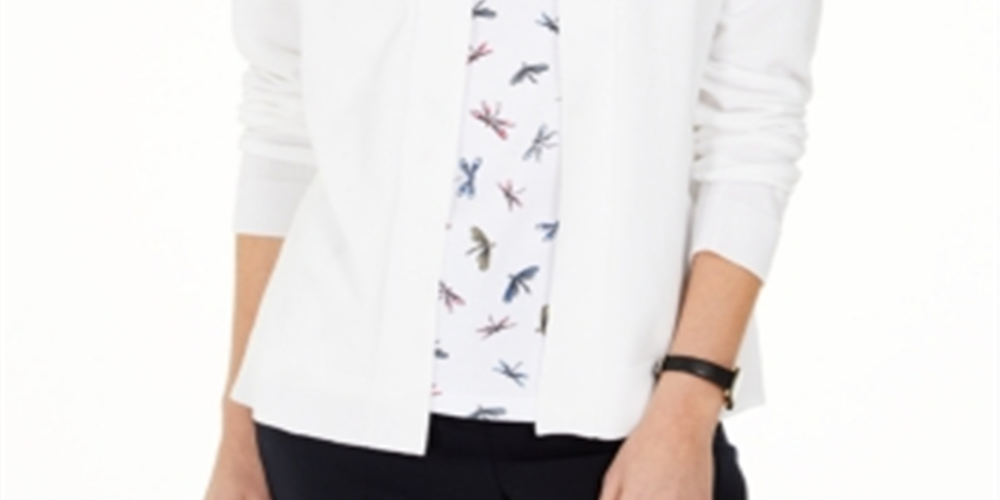 Karen Scott Women's Open Front Cardigan White Size S