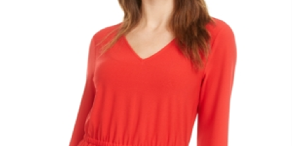 Bar III Women's Bar Back Peplum Top Red Size XL