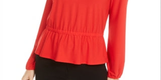 Bar III Women's Bar Back Peplum Top Red Size XL