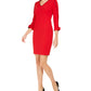 Calvin Klein Women's V Neck Piped Sheath Dress Red Size 14