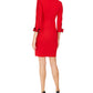 Calvin Klein Women's V Neck Piped Sheath Dress Red Size 14