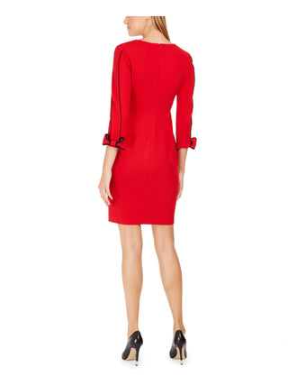 Calvin Klein Women's V Neck Piped Sheath Dress Red Size 14