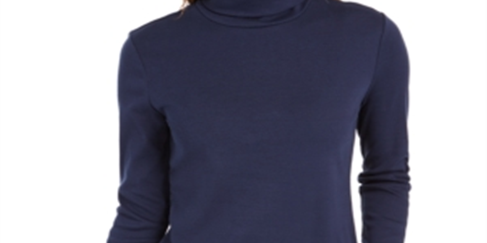 Charter Club Women's Pima Turtleneck Top Blue Size XS