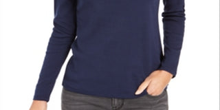 Charter Club Women's Pima Turtleneck Top Blue Size XS