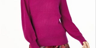 Charter Club Women's Pure Cashmere Balloon Sleeve Sweater -Purple SizeXS