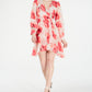 Calvin Klein Women's Long Sleeve Above the Knee Faux Wrap Dress Red Size 10