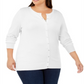 Charter Club Women's Plus Crew Neck Cardigan White Size XXXL