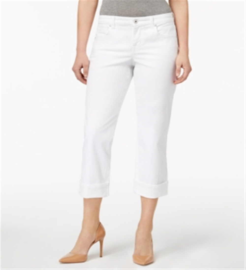 Style & Co Women's Curvy Cuffed Capri Jeans White Size 4