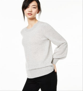 Charter Club Women's Pure Cashmere Balloon Sleeve Sweater Gray Size -S