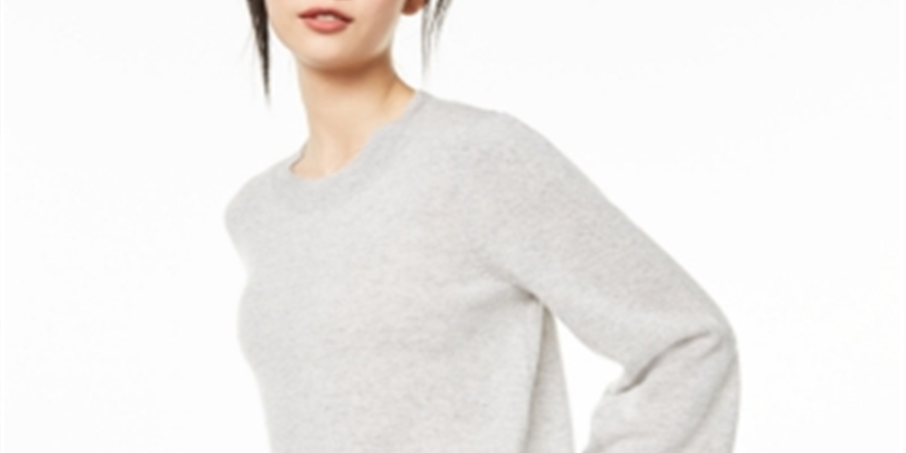 Charter Club Women's Pure Cashmere Balloon Sleeve Sweater Gray Size -S