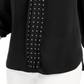 JM Collection Women's Solid Studded Pleated Blouse Black Size XL